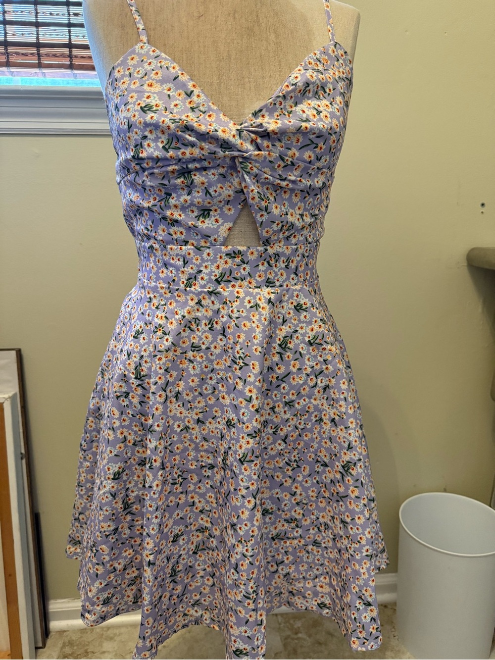 Trendy boutique Lavender Daisy Cutout Mini Dress